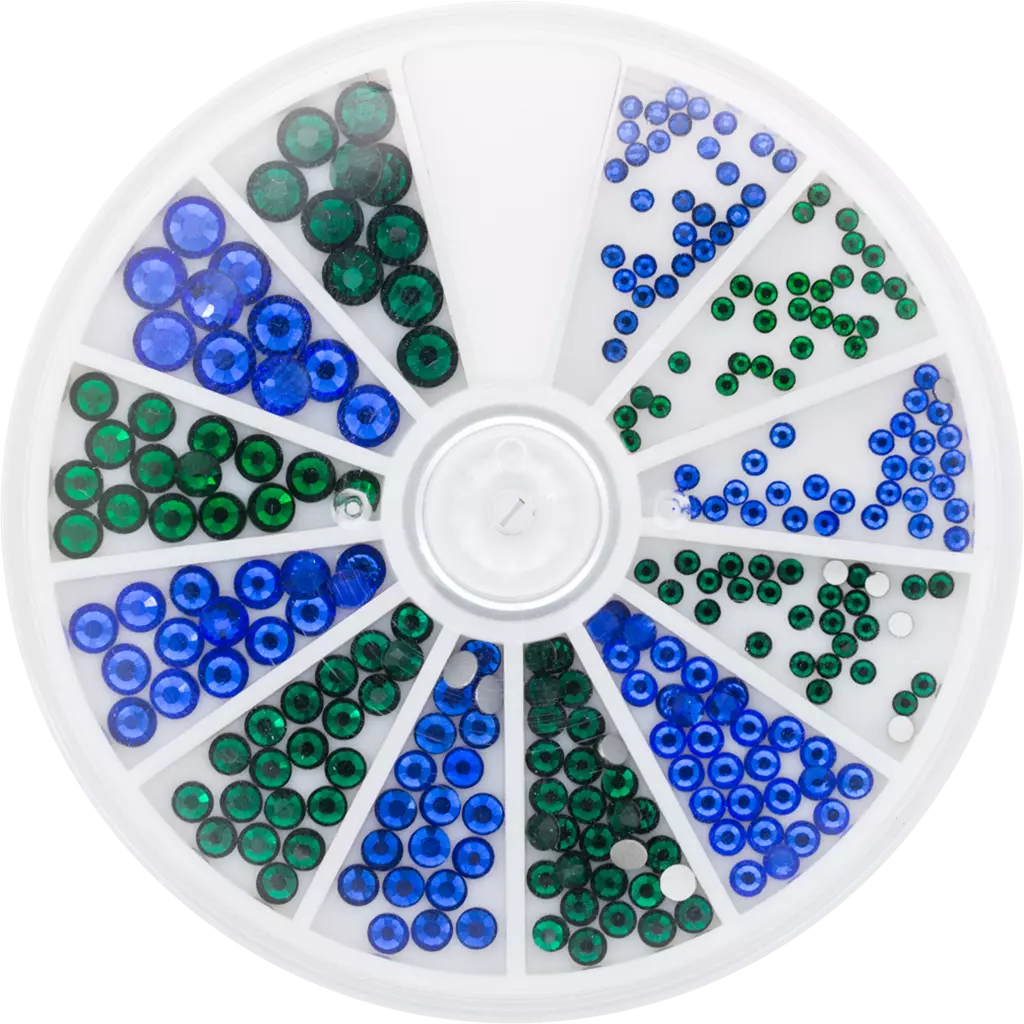 Magnetic Rhinestone Wheel Sapphire and Emerald 6 sizes 270p - My Beauty Boutique