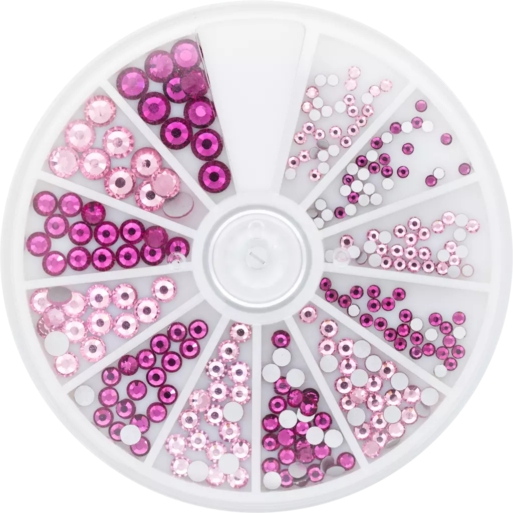 Magnetic Rhinestone Wheel Roze and Fuchsia 6 sizes 270pcs - My Beauty Boutique