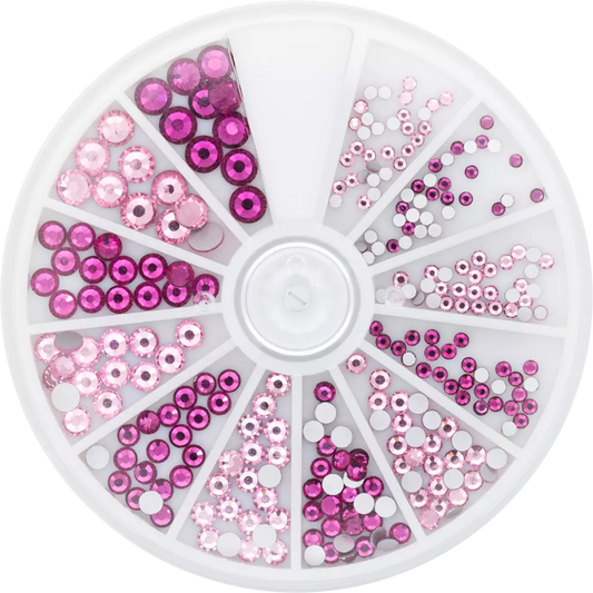 Magnetic Rhinestone Wheel Roze and Fuchsia 6 sizes 270pcs - My Beauty Boutique