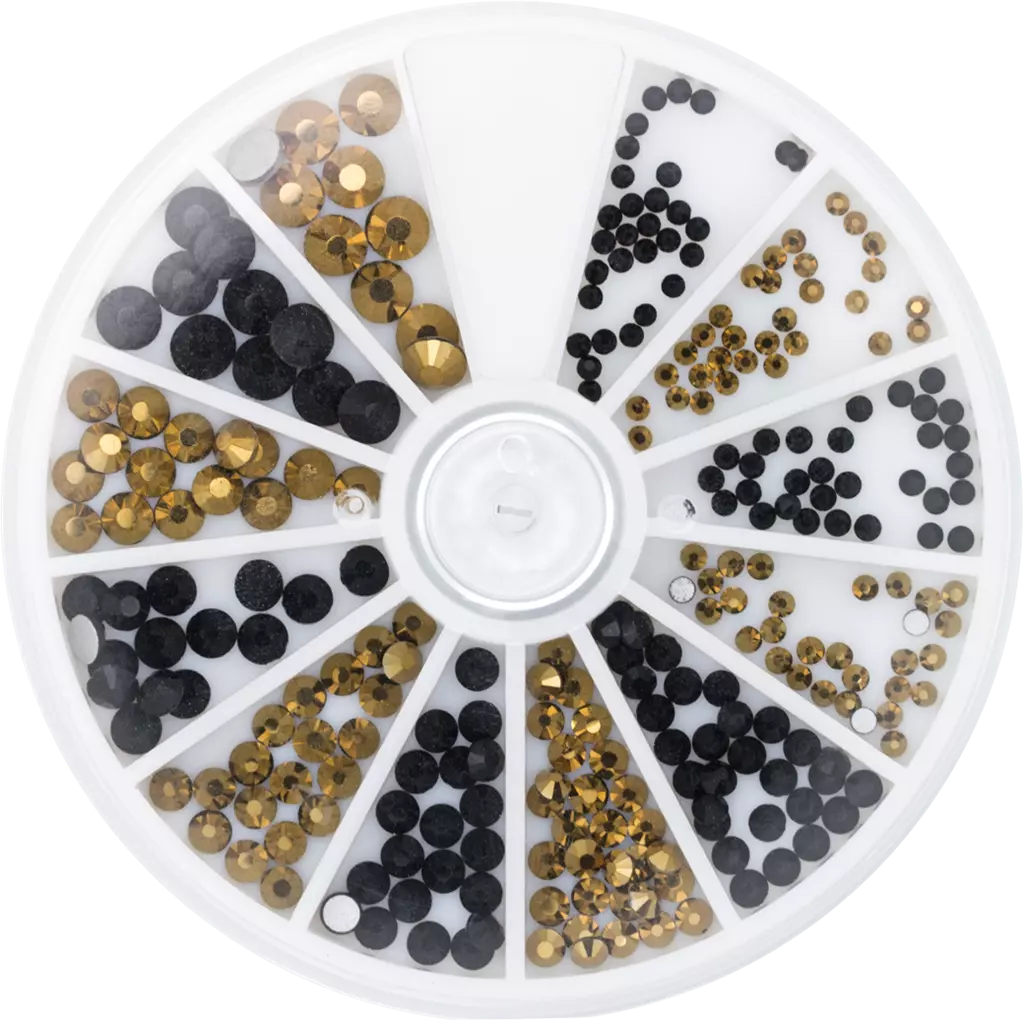 Magnetic Rhinestone Wheel Black and Gold 6 sizes 270pcs - My Beauty Boutique