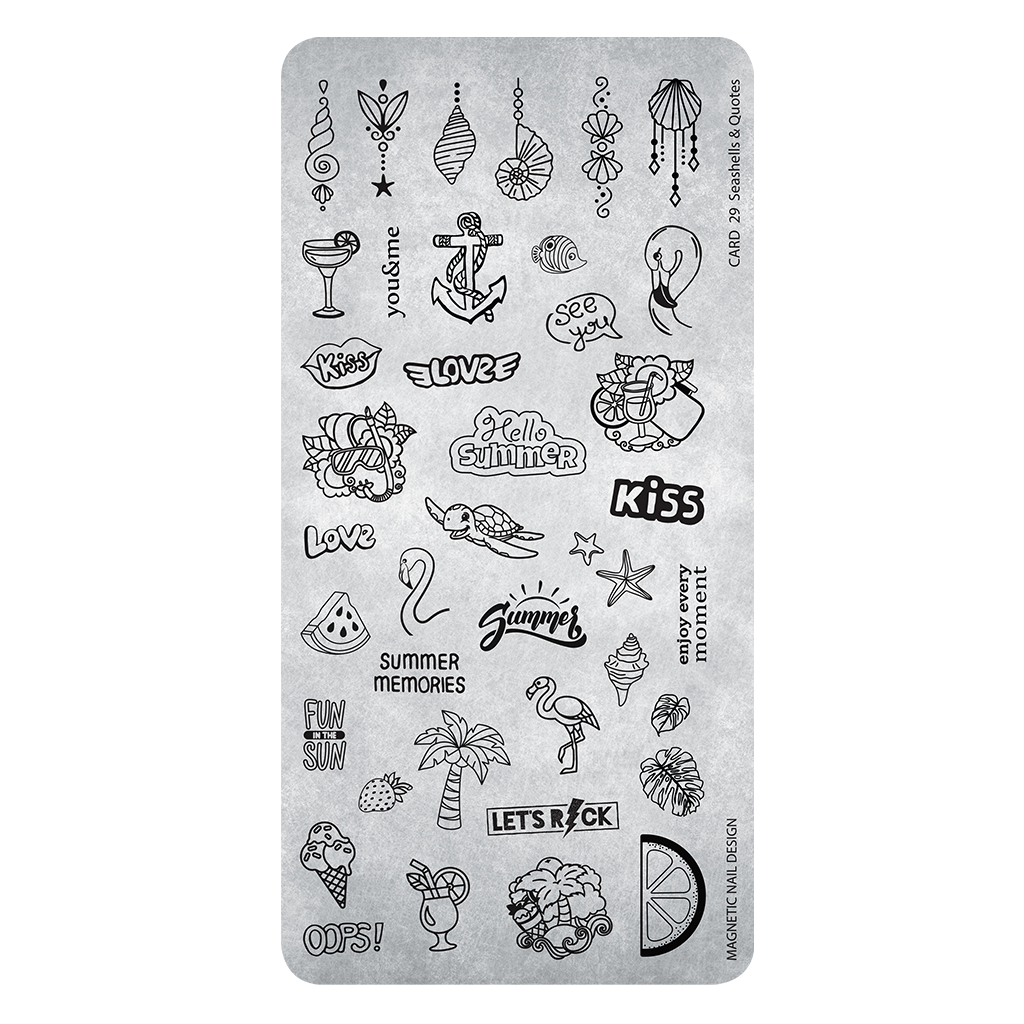 Magnetic Stamping Plate 29 SEASHELLS & QUOTES - My Beauty Boutique