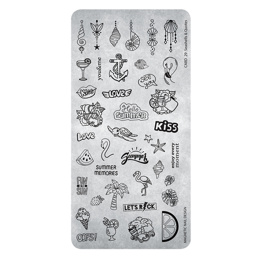 Magnetic Stamping Plate 29 SEASHELLS & QUOTES - My Beauty Boutique