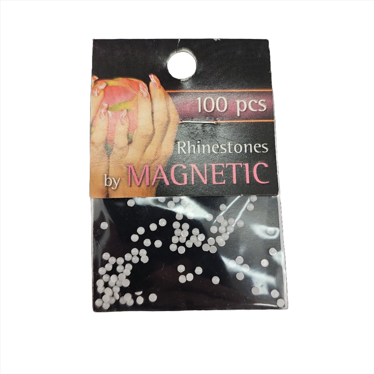 Magnetic Rhinestone Round Chalk White Medium 100 pcs - My Beauty Boutique