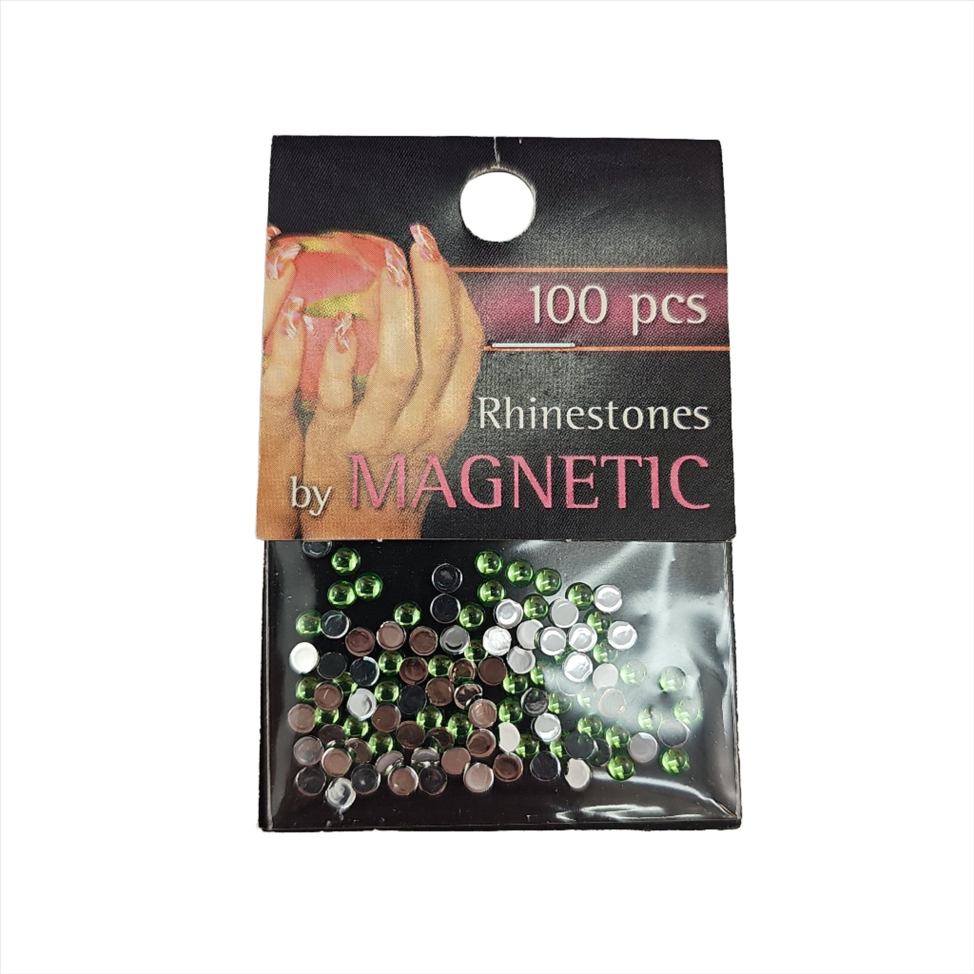 Magnetic Rhinestone Round L/Green L 100 pcs - My Beauty Boutique