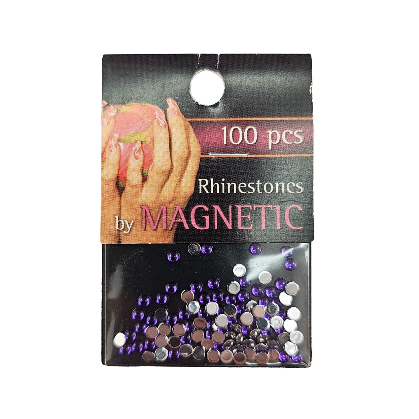 Magnetic Rhinestone Round Purple Large 100 pcs - My Beauty Boutique