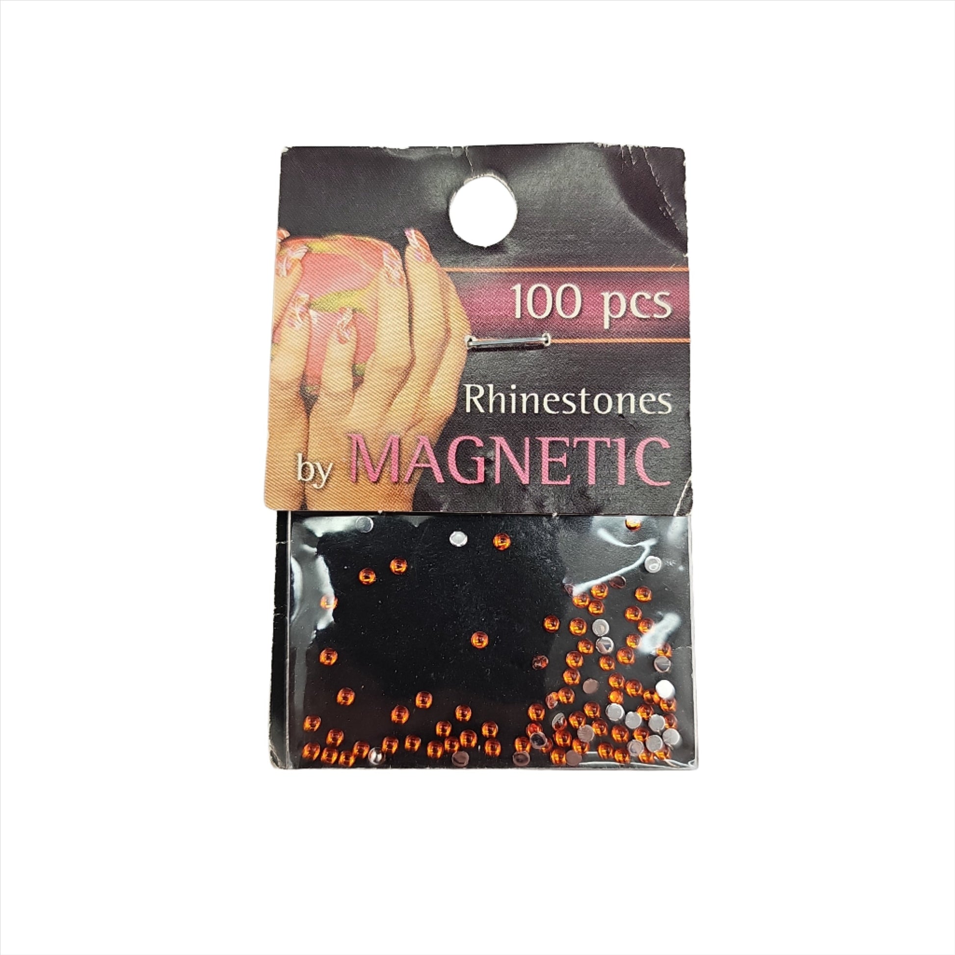 Magnetic Rhinestone Round Orange Medium 100 pcs - My Beauty Boutique