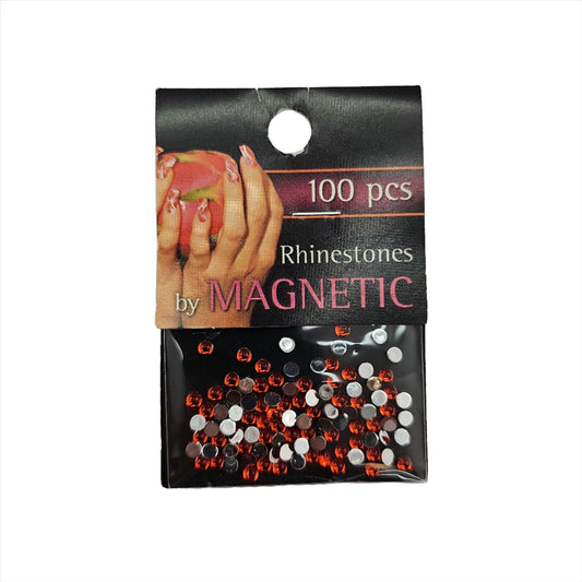 Magnetic Rhinestone Round Orange L 100 pcs - My Beauty Boutique