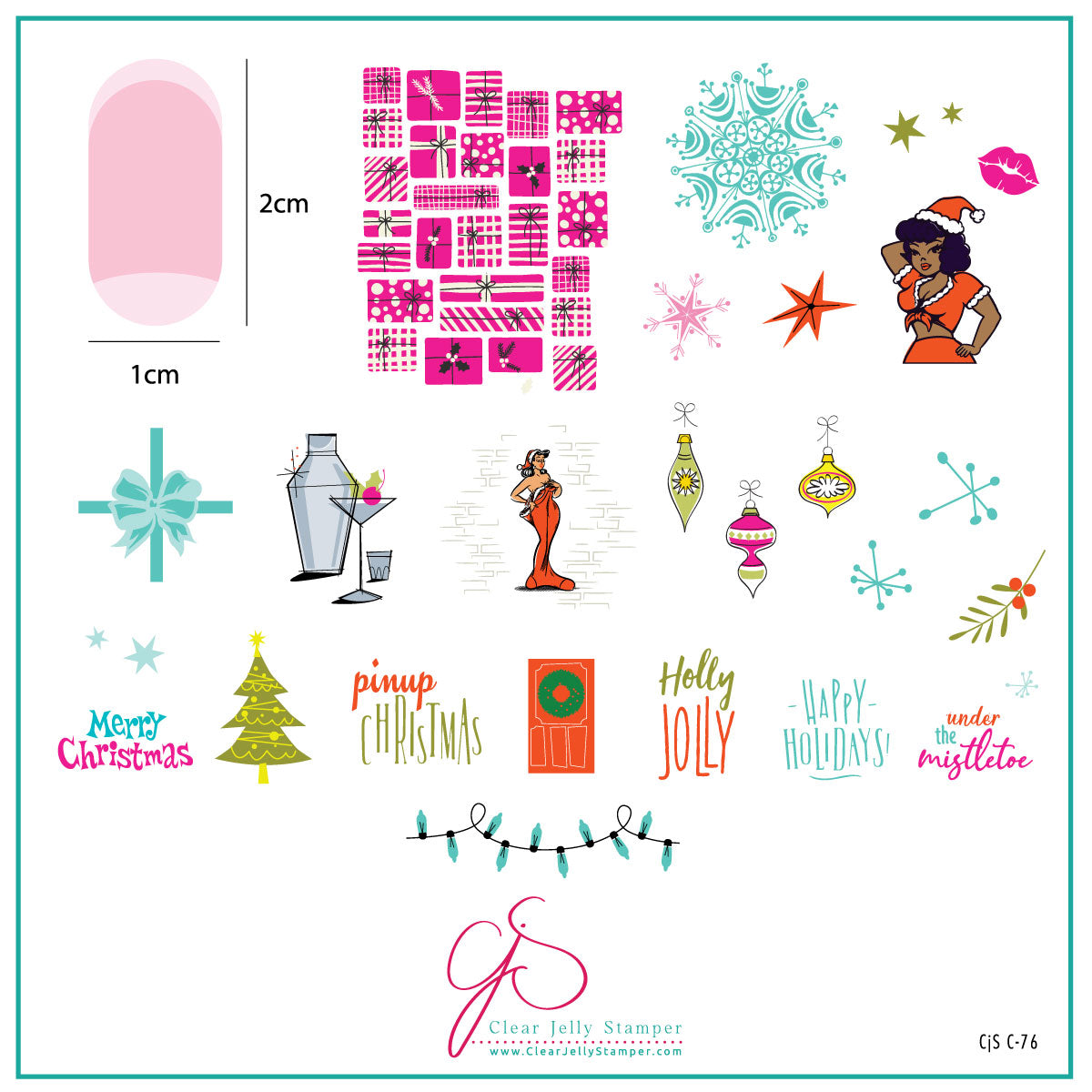 Clear Jelly Stamper Plate Small - A Very PinUp Christmas (CjSC-76) - My Beauty Boutique