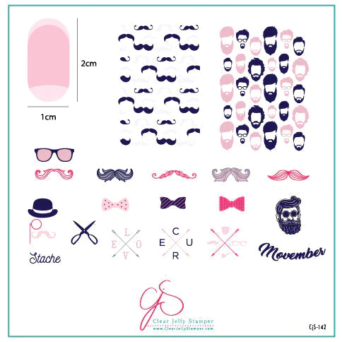 Clear Jelly Stamper Plate Medium - Hippest Movember (CjS-142) *SEASONAL* - My Beauty Boutique