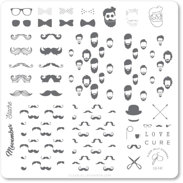 Clear Jelly Stamper Plate Medium - Hippest Movember (CjS-142) *SEASONAL* - My Beauty Boutique