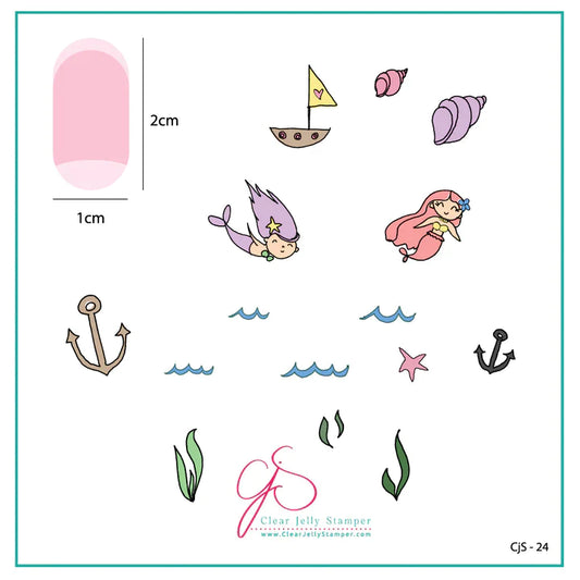 Clear Jelly Stamper Plate Small - Mermaid Doodle #1 (CjS-24) - My Beauty Boutique