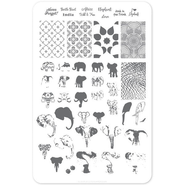 Clear Jelly Stamper Plate Large - Everything Elephant (CjS-LC-44) - My Beauty Boutique