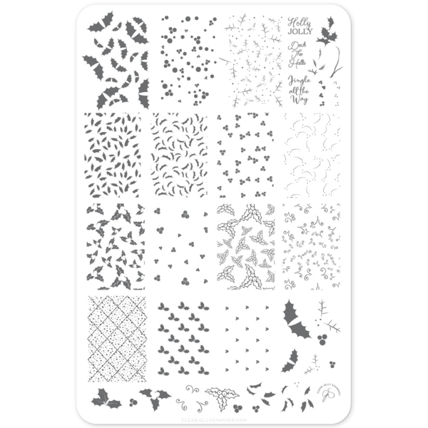 Clear Jelly Stamper Plate Large - Holly Jolly (CjSC-45) *SEASONAL* - My Beauty Boutique