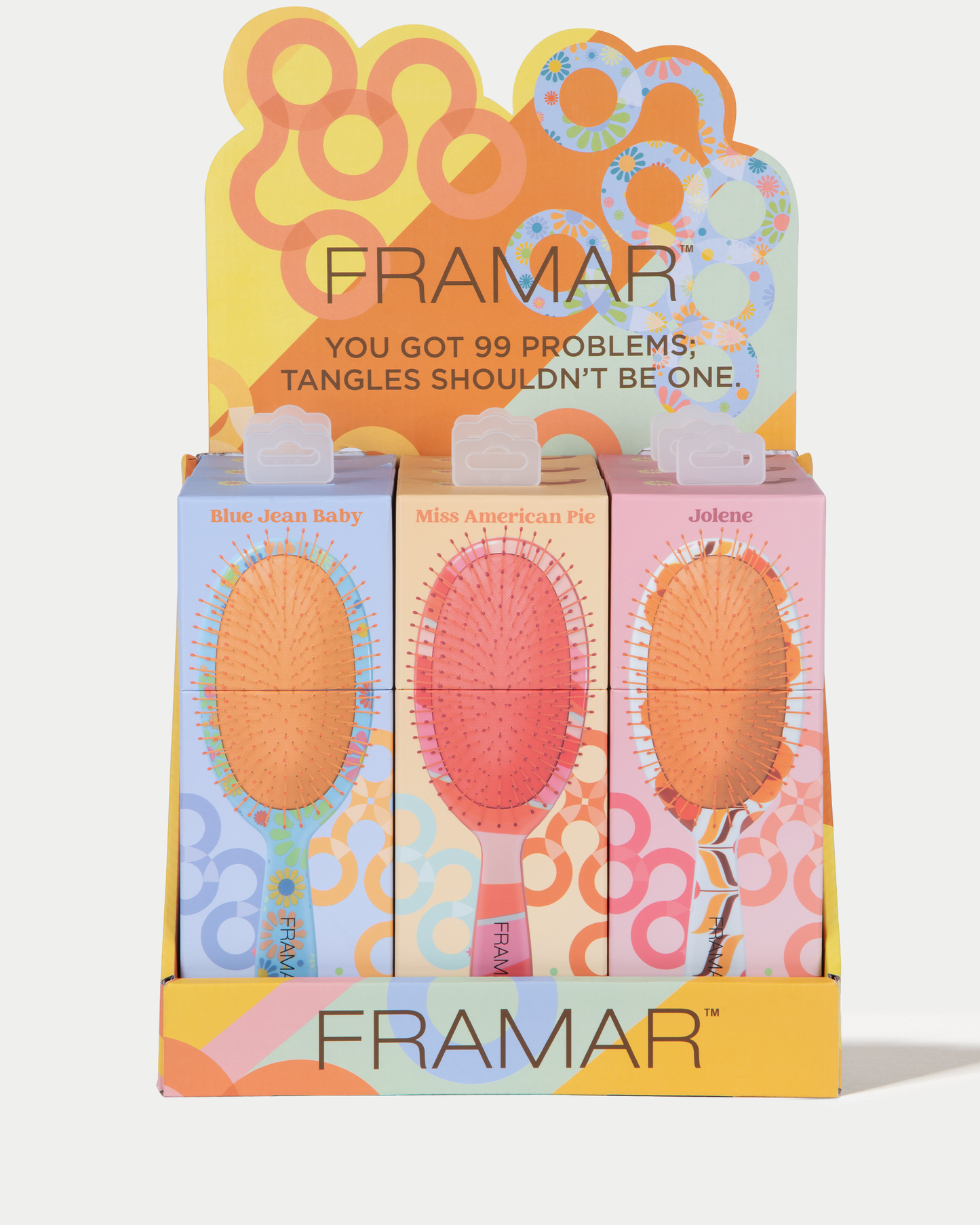 Framar Brush Display - California Dreamin' Detangler 9pcs - My Beauty Boutique