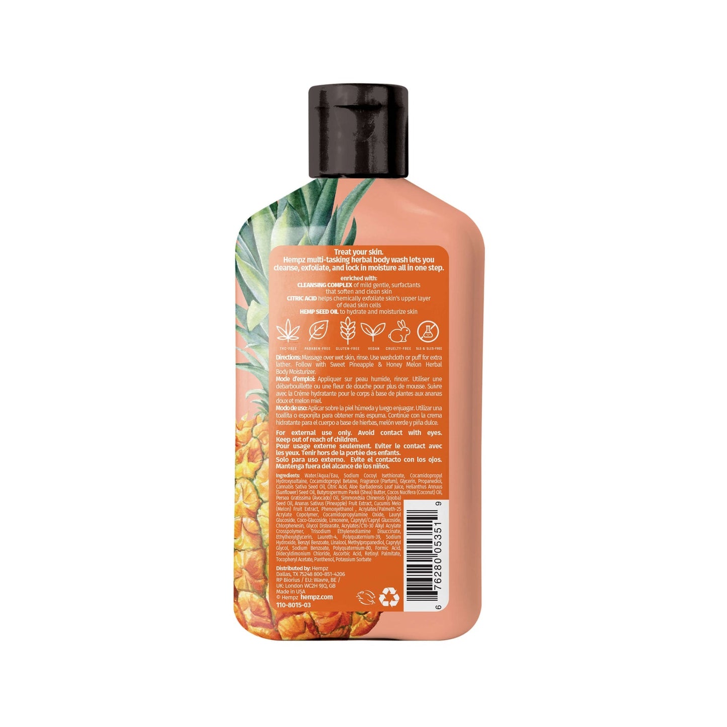 Hempz - Sweet Pineapple & Honey Melon Herbal Body Wash - My Beauty Boutique