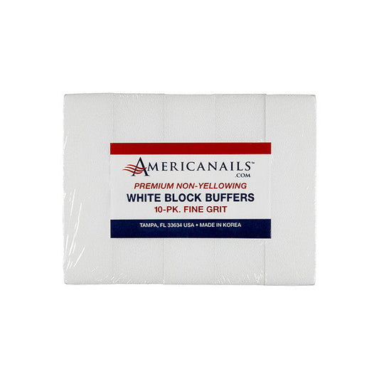 Americanails Premium White Block Buffers | 120 Grit 10ct