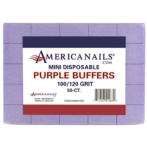 Americanails - Mini Purple Buffer 100/120 Grit 50ct - My Beauty Boutique