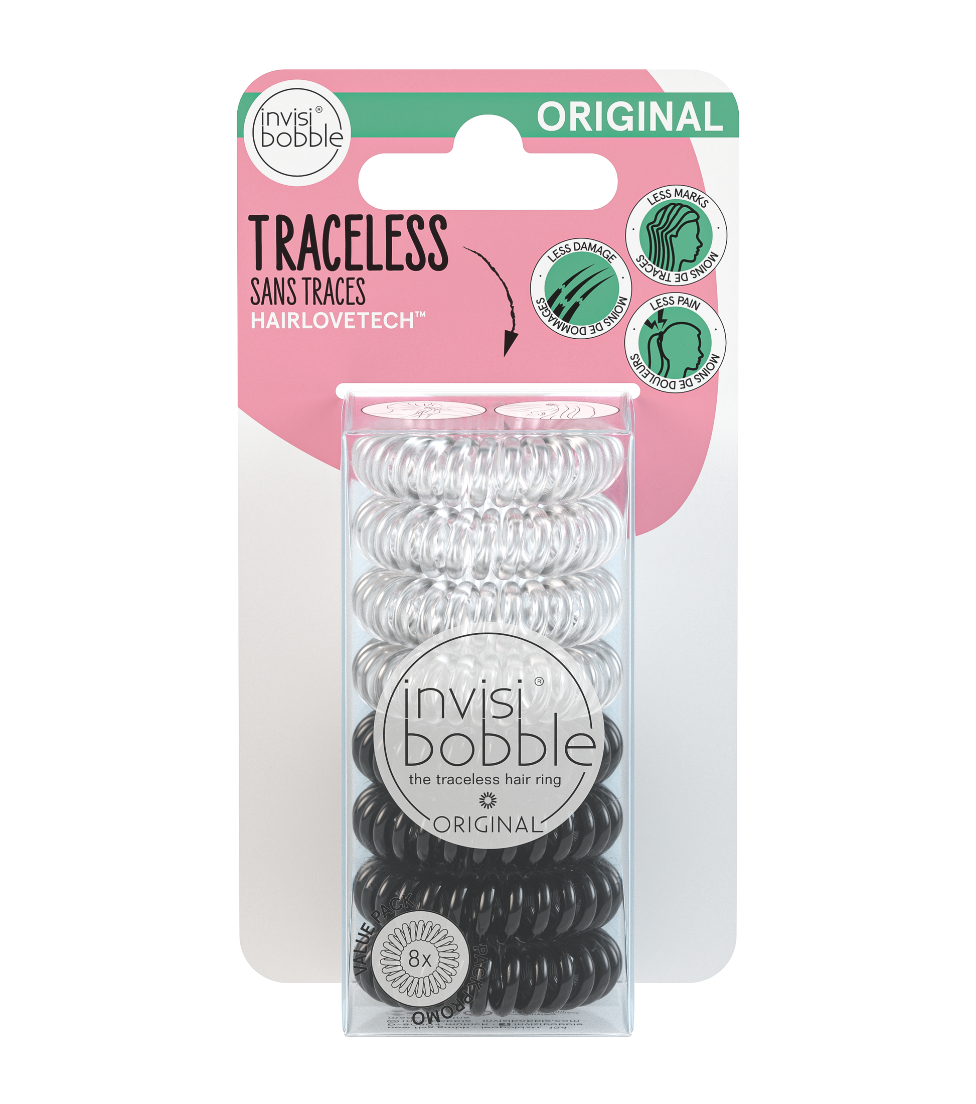 Invisibobble - Clear / True Black Multipack 8pc - My Beauty Boutique