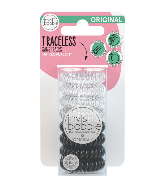 Invisibobble - Clear / True Black Multipack 8pc - My Beauty Boutique