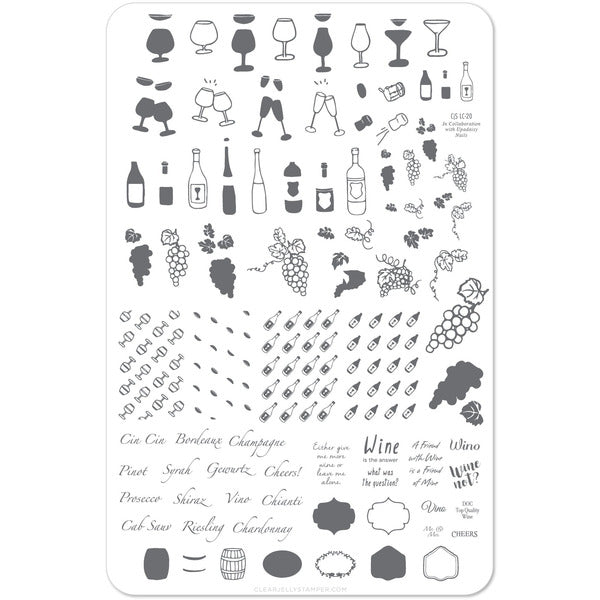 Clear Jelly Stamper Plate Large - A Friend With Wine (CjS LC-20) - My Beauty Boutique