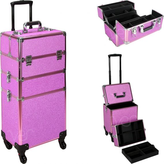 VER Beauty - Magenta Glitter Rolling Case - My Beauty Boutique